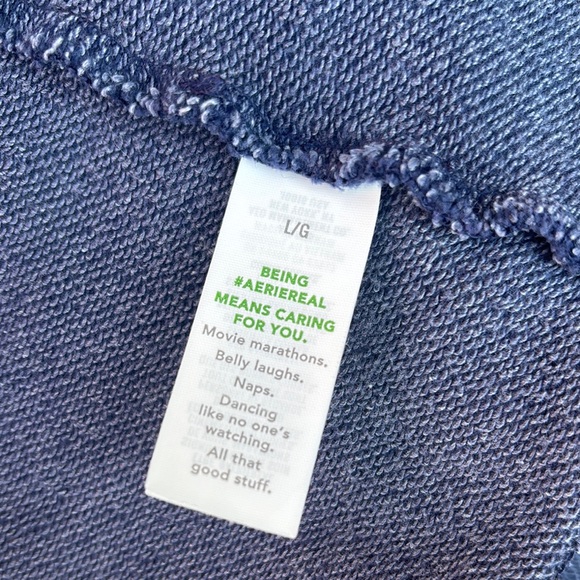 Aerie Cotton Blend Deep Blue Fleece Blazer Sweater - Picture 8 of 8